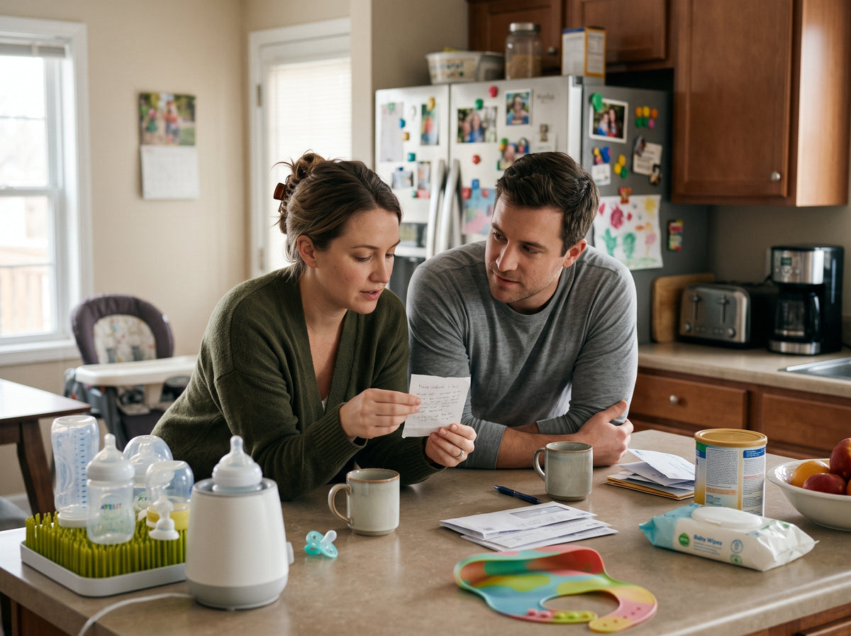 Two caregivers reviewing a simple family routine together