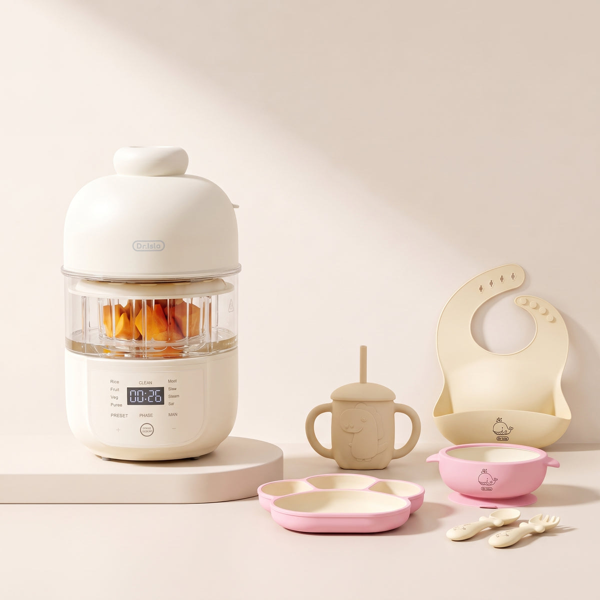 Feeding & Care Bundle: FM02 Baby Food Maker + BT05 Baby Tableware Set